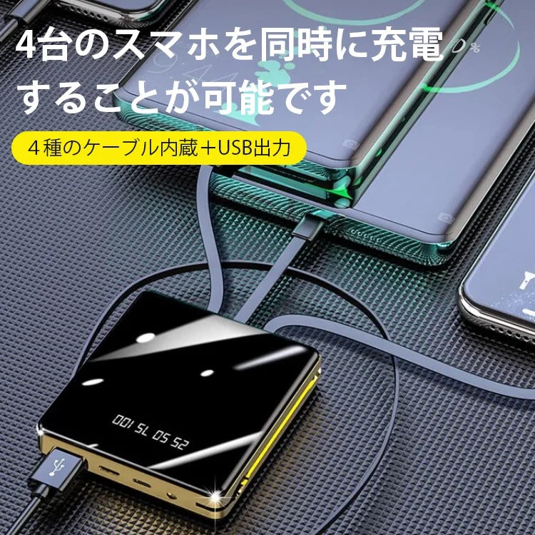 【大容量モバイルバッテリー】20000mah大容量 4台のスマホを同時に充電することが可能 めつきインターフェース、充電スピードがより早く、安定電量なくても怖くない！